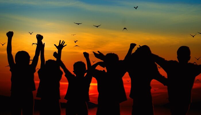 stock photo teens sunset