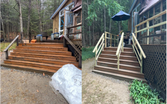 Older Adult Home Modification Program Deck Project, making deck stairs safer with handrails.